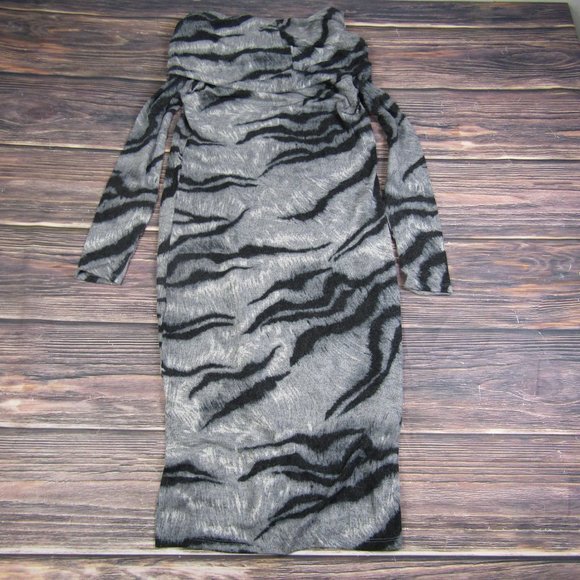 Catherine Malandrino NEW NWT XS Gray Black Dress Cowl Neck Animal Print - Picture 9 of 9